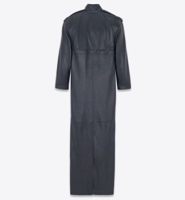 Saint Laurent Paris o1b1hav111224 Long Coat in Lambskin in Dark Spruce Blue Size S / US 4 / IT 40 - 2 Thumbnail