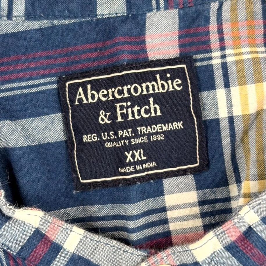 Abercrombie & Fitch Abercrombie & Fitch Blade Mandarin Collar Shirt in Blue Plaid Men 2XL Preppy Size US XXL / EU 58 / 5 - 2 Thumbnail