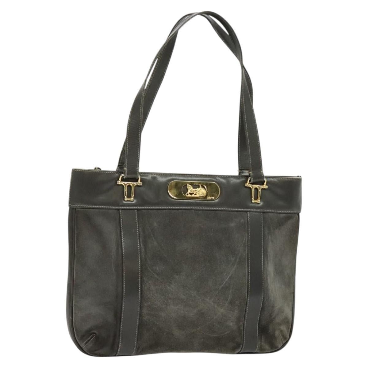 Celine CELINE Hand Bag Suede Leather Gray Gold Size ONE SIZE - 1 Thumbnail