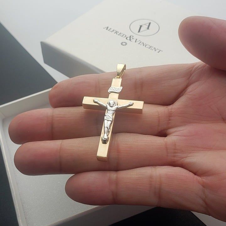 Other Jesus INRI Latin Cross Pendant in 2-Tone 14k YW Gold Size ONE SIZE - 3 Thumbnail