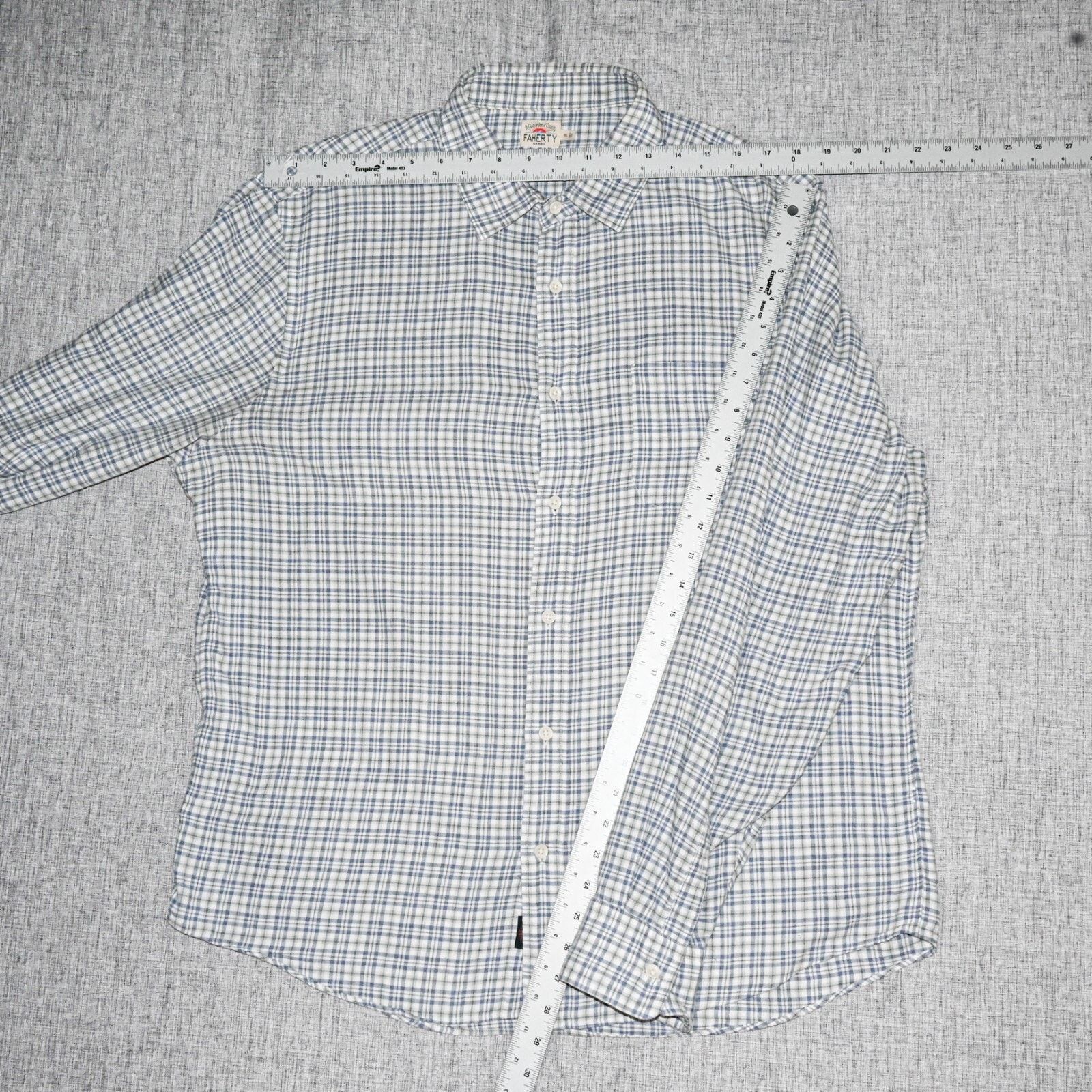 Faherty Faherty Men's XL Blue Gray Button up Flannel Shirt Plaid Size US XL / EU 56 / 4 - 7 Thumbnail