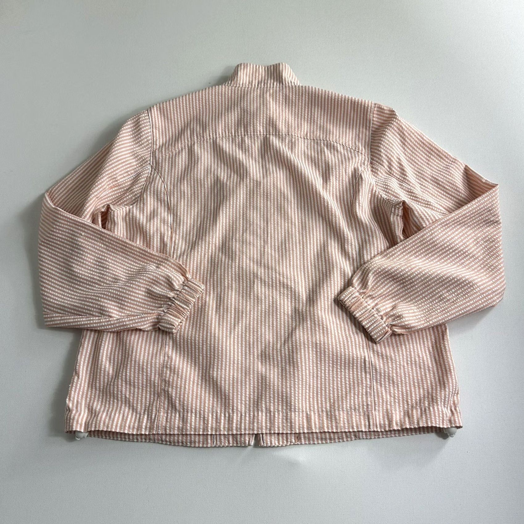 Orvis ORVIS Jacket Women's Size Medium White Striped Seersucker Zip-Up Lightweight Size M / US 6-8 / IT 42-44 - 2 Thumbnail