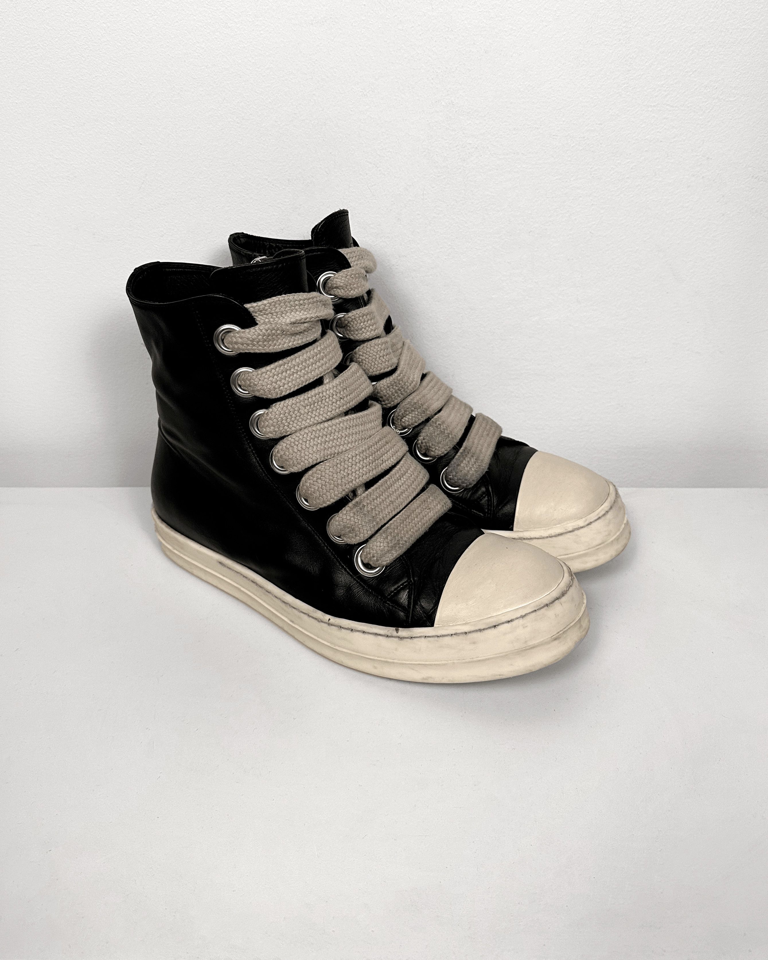 Rick Owens Rick Owens Leather Black Jumbo Lace Ramones Size US 11.5 / EU 44-45 - 1 Thumbnail
