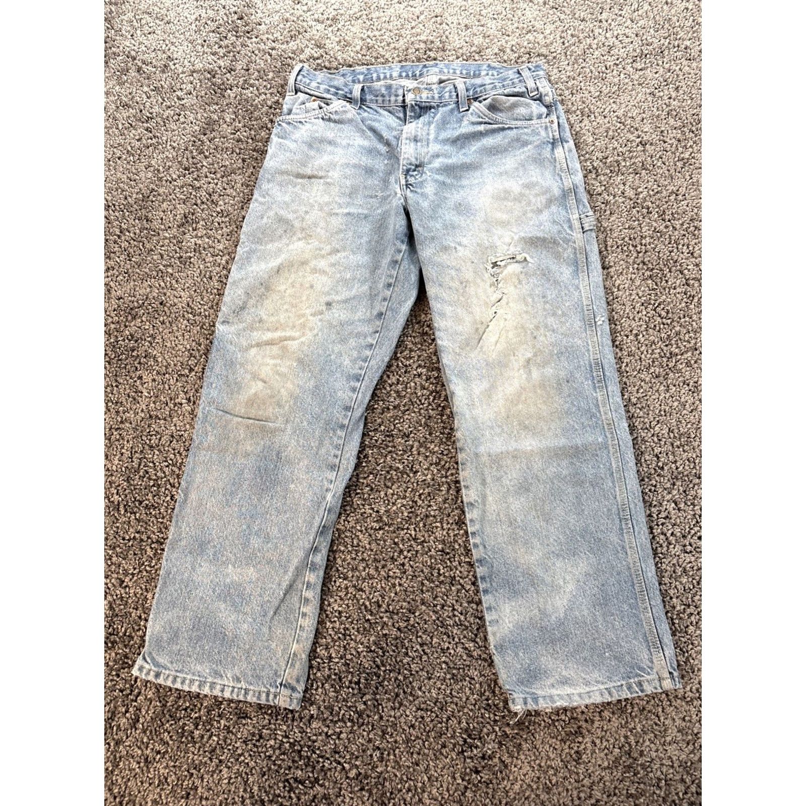 Dickies VINTAGE Dickies Carpenter Jeans 34x29 Blue Distressed Workwear 90s Grunge Skater Dickies Carpenter Pants Mens Regular Loose Fit Jacket? Size US 34 / EU 50 - 5 Thumbnail