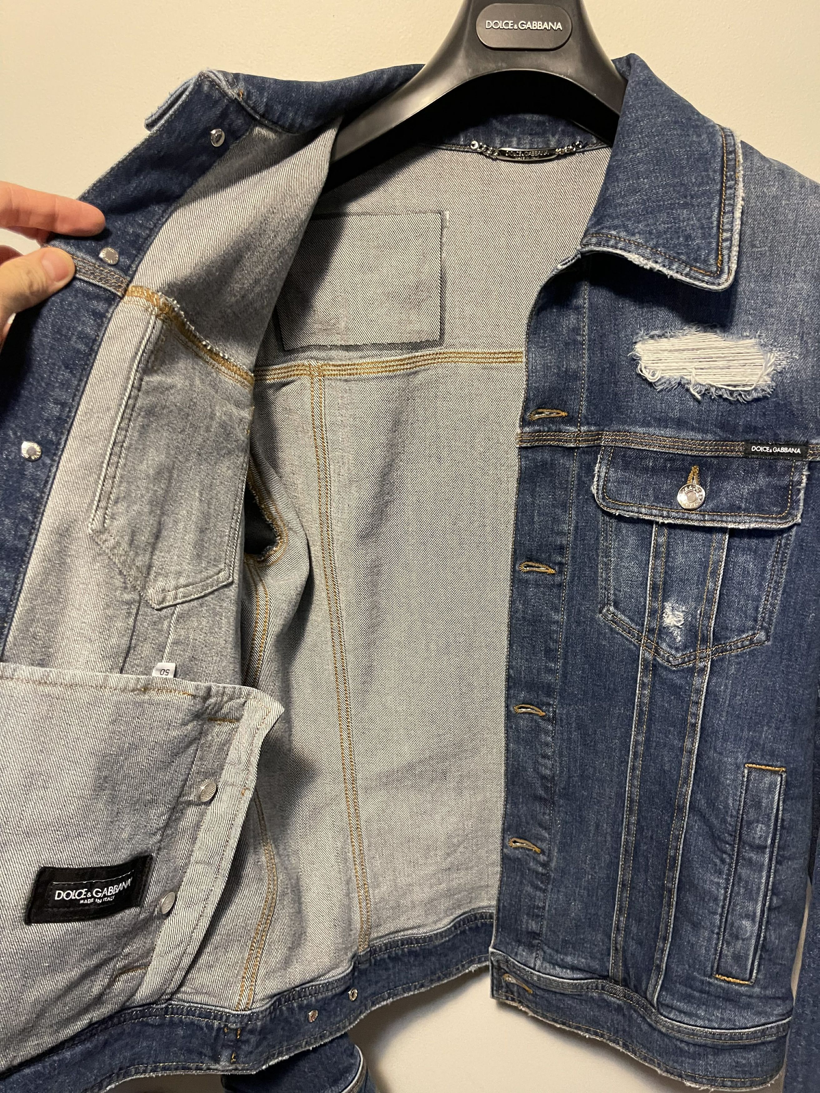 Dolce & Gabbana Dolce & Gabbana Blue Stretch Denim Jeans Jacket (Size L) Size US L / EU 52-54 / 3 - 2 Thumbnail