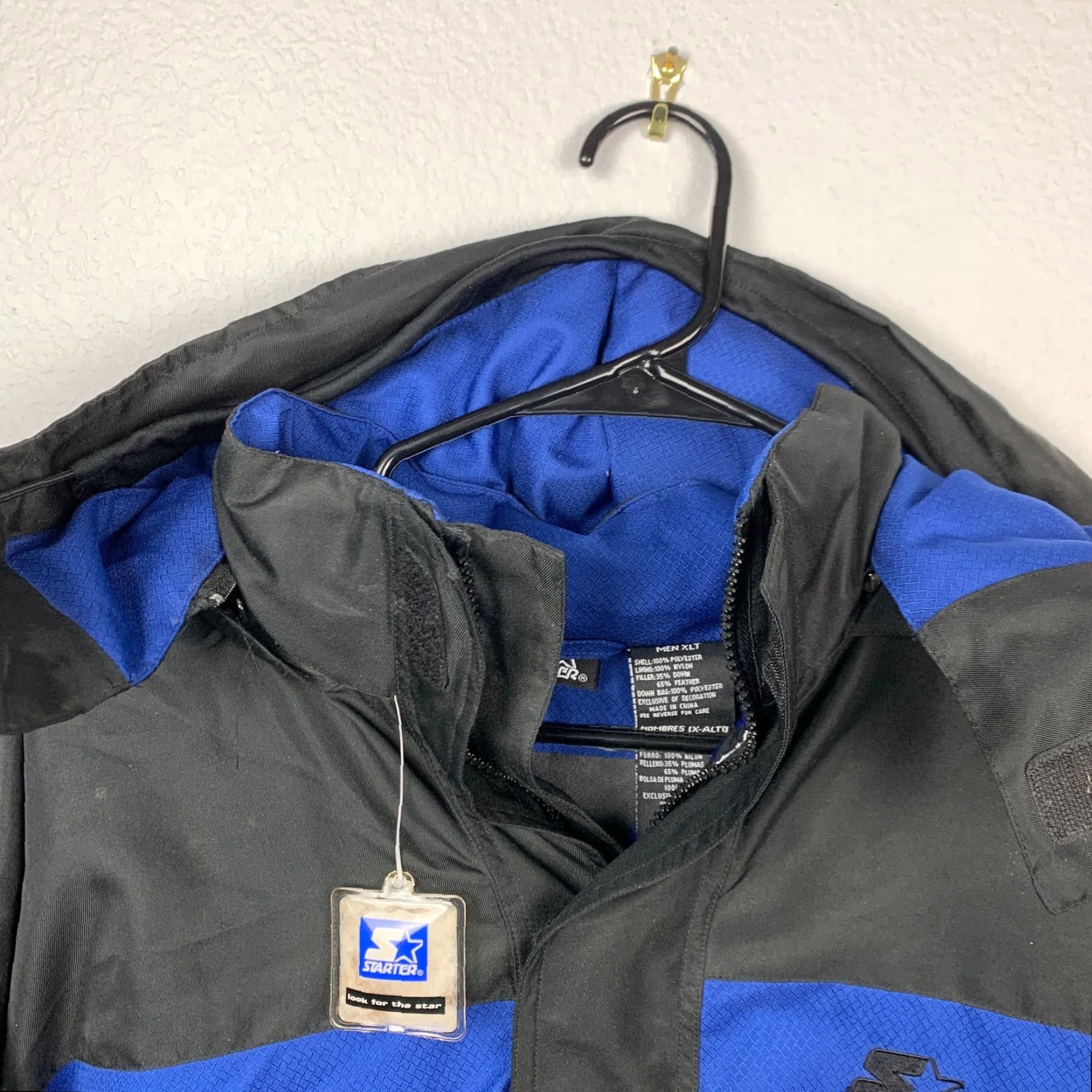Starter VINTAGE Starter Down Jacket Coat Black Royal Blue 90s Puffer Jacket XLT Mens Size US XL / EU 56 / 4 - 3 Thumbnail