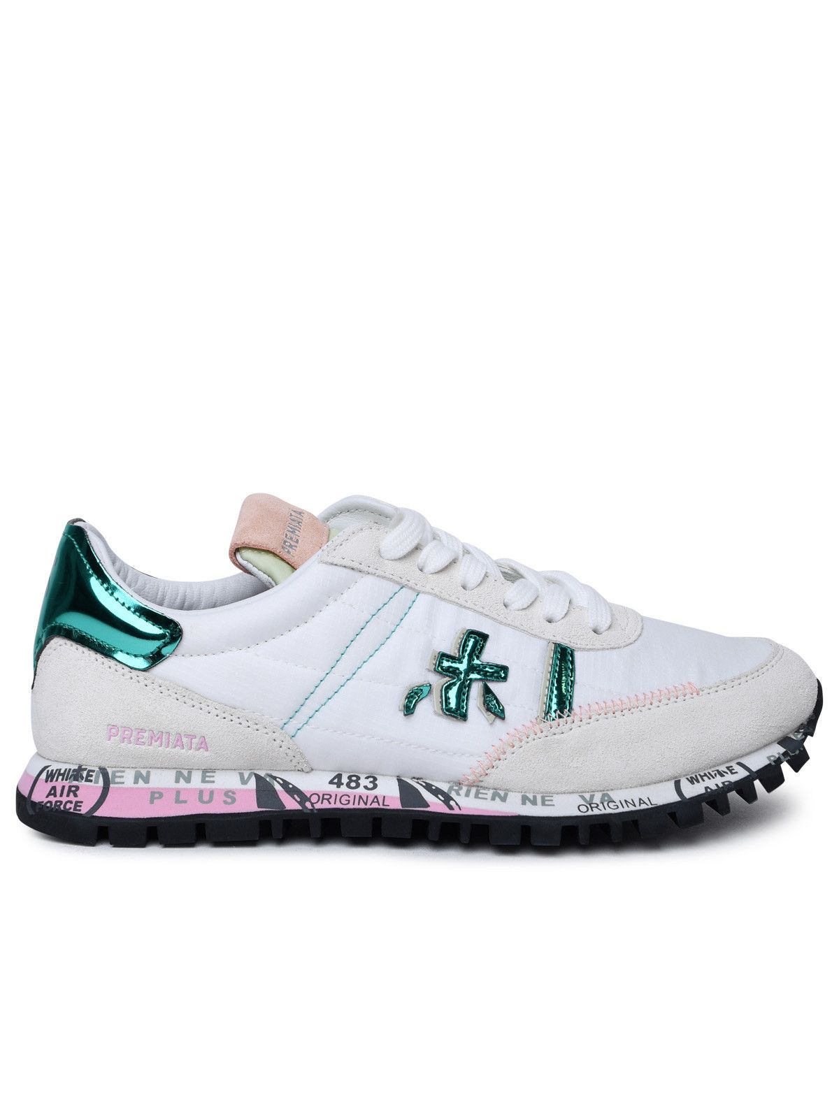 image of Premiata 'seand' White Fabric And Leather Sneakers, Women's (Size 7)