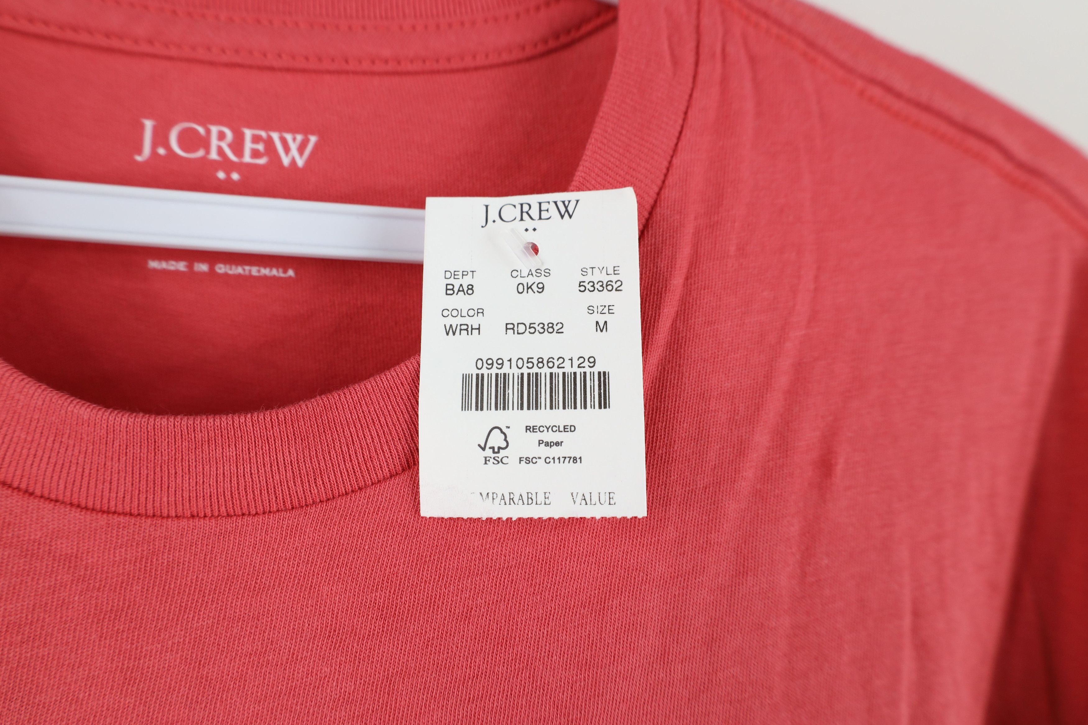 J.Crew New J Crew Stonewash Knit Short Sleeve T-Shirt Red Cotton Size US M / EU 48-50 / 2 - 4 Thumbnail