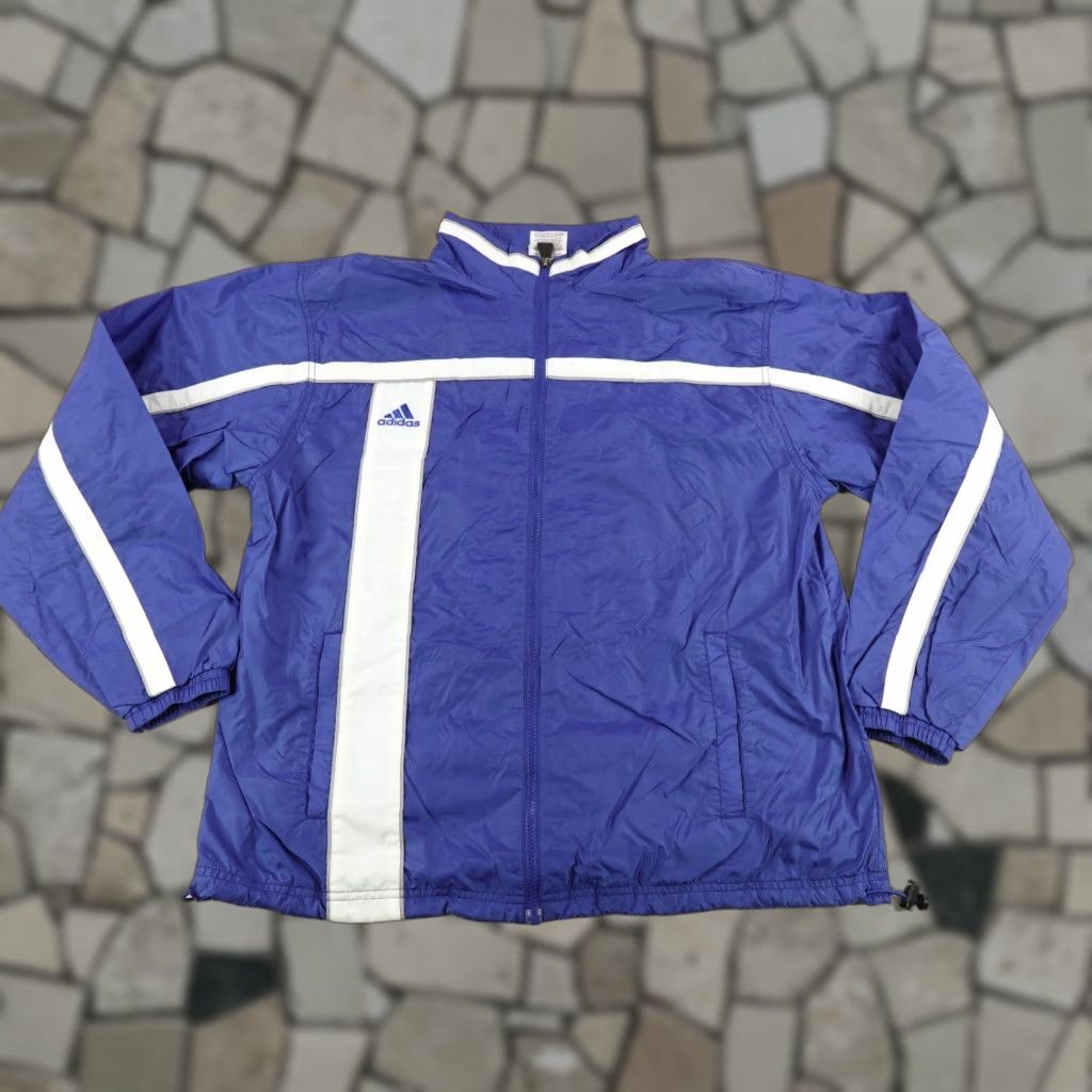 Adidas VINTAGE adidas Jacket Men M Blue White Windbreaker Track Coat Full Zip Y2k Size US M / EU 48-50 / 2 - 1 Thumbnail