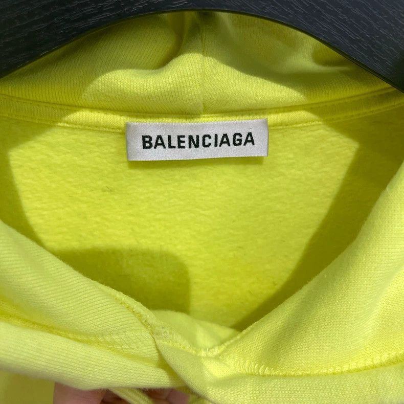 Balenciaga Balenciaga Neon Yellow Wave Logo Hooded Sweatshirt, Size X Size US XS / EU 42 / 0 - 3 Thumbnail