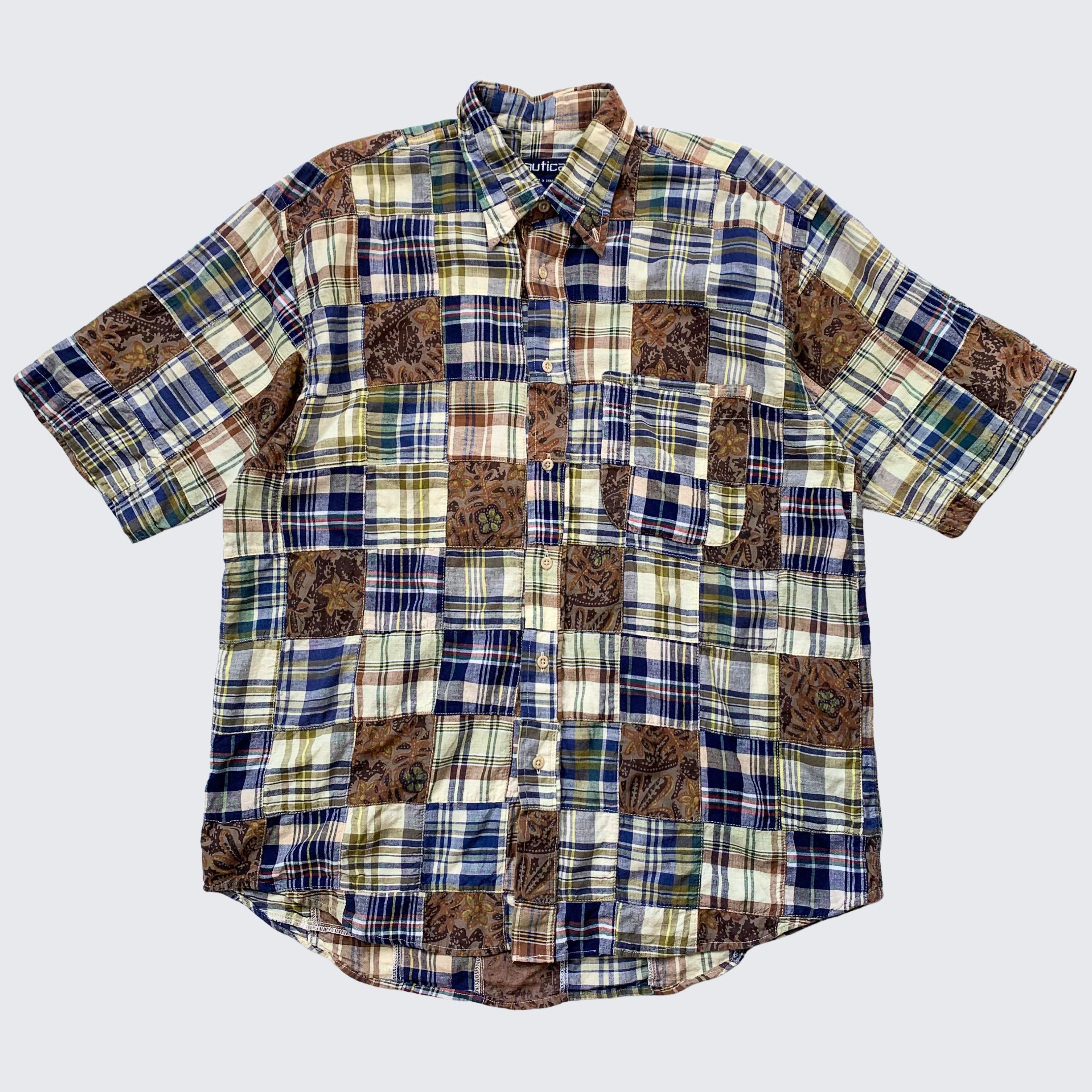 Nautica Patchwork Plaid 1990s Nautica Jeans USA Button Shirt Size US L / EU 52-54 / 3 - 1 Thumbnail