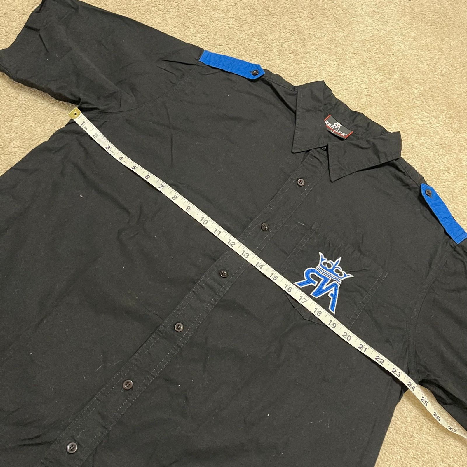 Other Y2K Red Ape Crown Wing Graphic Black Button Up Polo Shirt XL Size US XL / EU 56 / 4 - 6 Thumbnail