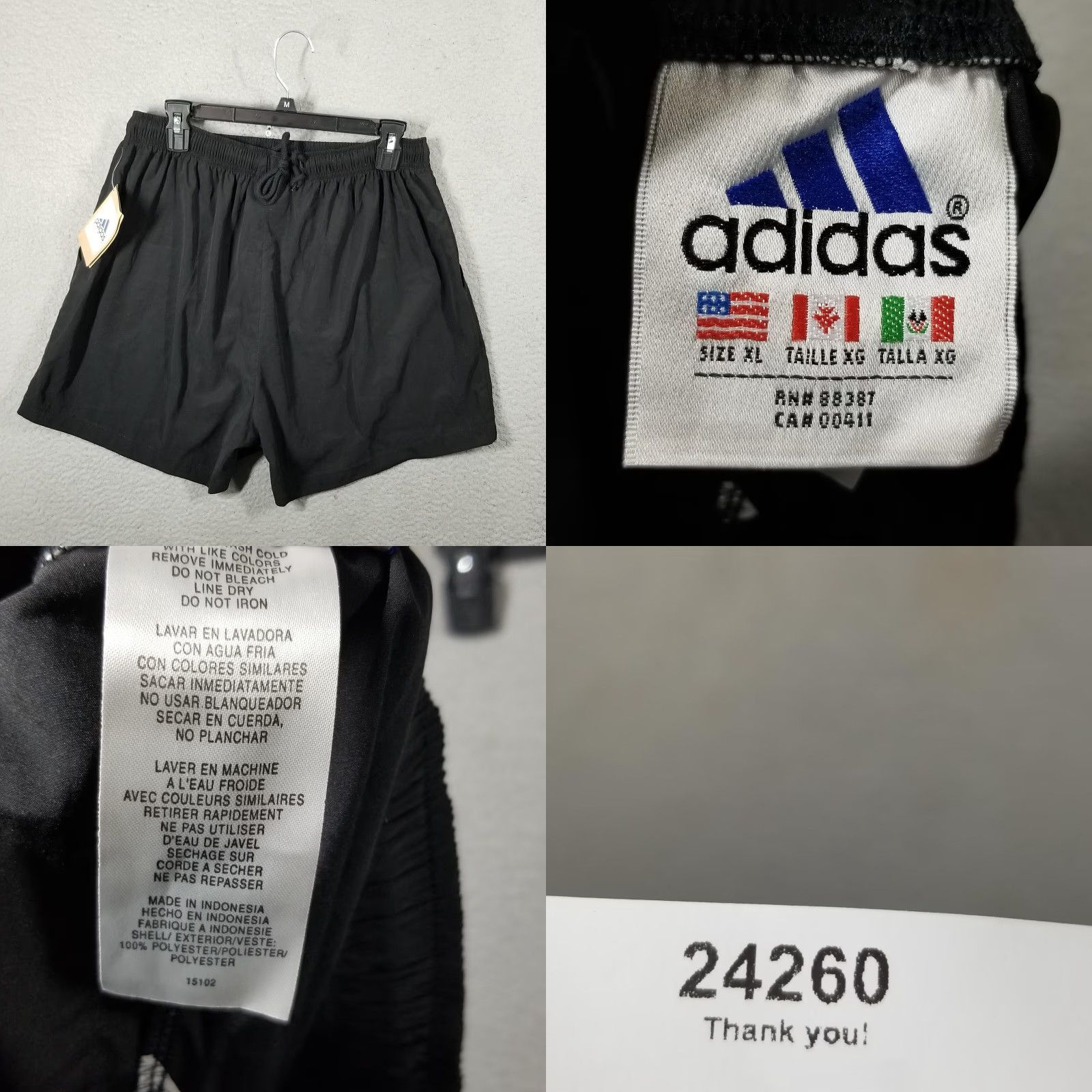Adidas Adidas Shorts Womens XL Black Tobago Training Logo Athletic Polyester Drawstring Size 40" / US 18 - 8 Thumbnail