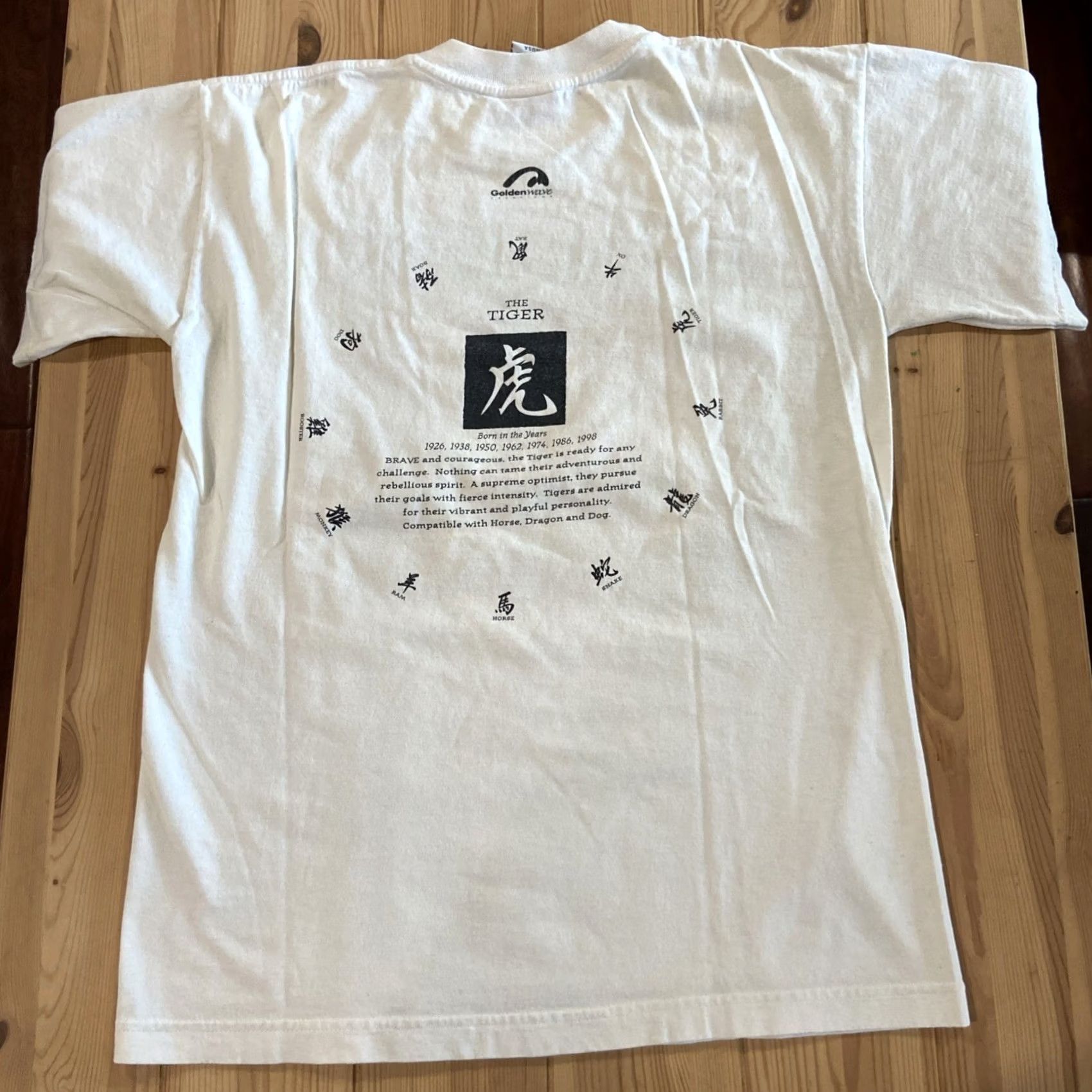 Vintage VINTAGE 1994 Year of the Tiger Chinese New Years Zodiac Animal Medium T-Shirt Mens White Short Sleeve Anime Zodiac Shirt M White Tigers 1994 Mens Size US M / EU 48-50 / 2 - 7 Thumbnail