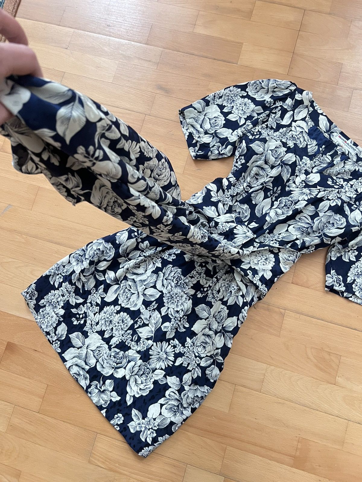 Saint Laurent Paris Vintage 80s Saint Laurent rive gauche floral dress Size M / US 6-8 / IT 42-44 - 5 Thumbnail
