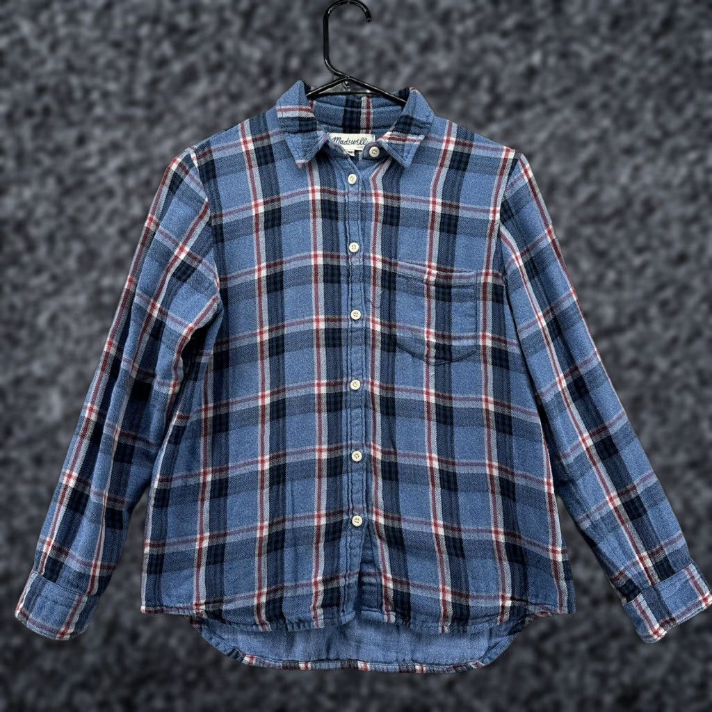 Madewell Madewell Flannel Shirt Womens XS Blue Plaid Button Front Cotton Long Sleeve Size XS / US 0-2 / IT 36-38 - 1 Thumbnail