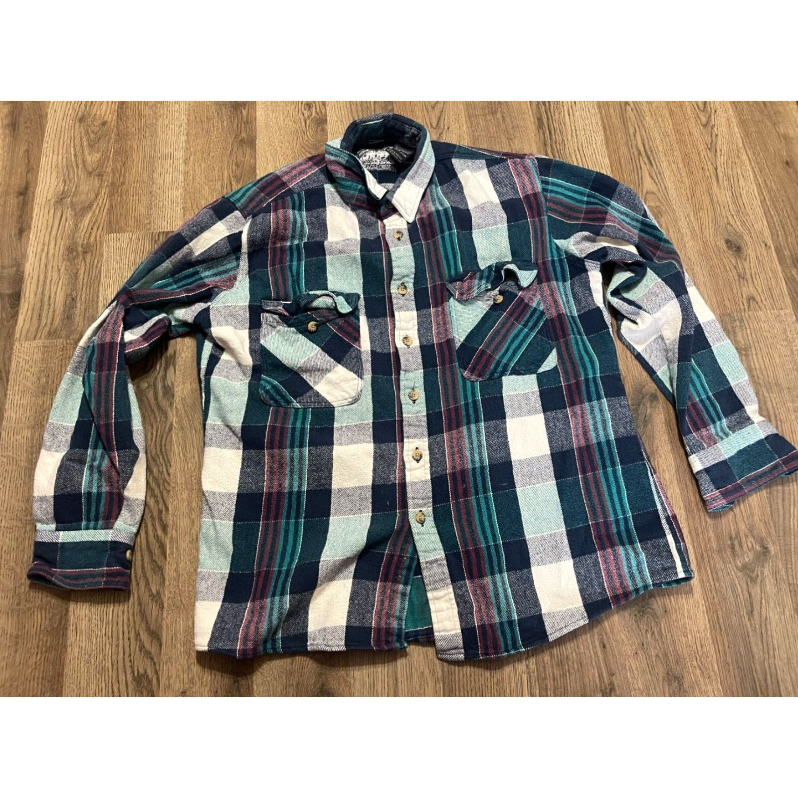 Vintage Elk Shirt Mens Size Large Blue Green Purple Plaid Button-Up Comfort Fit Shirt Size US L / EU 52-54 / 3 - 2 Thumbnail