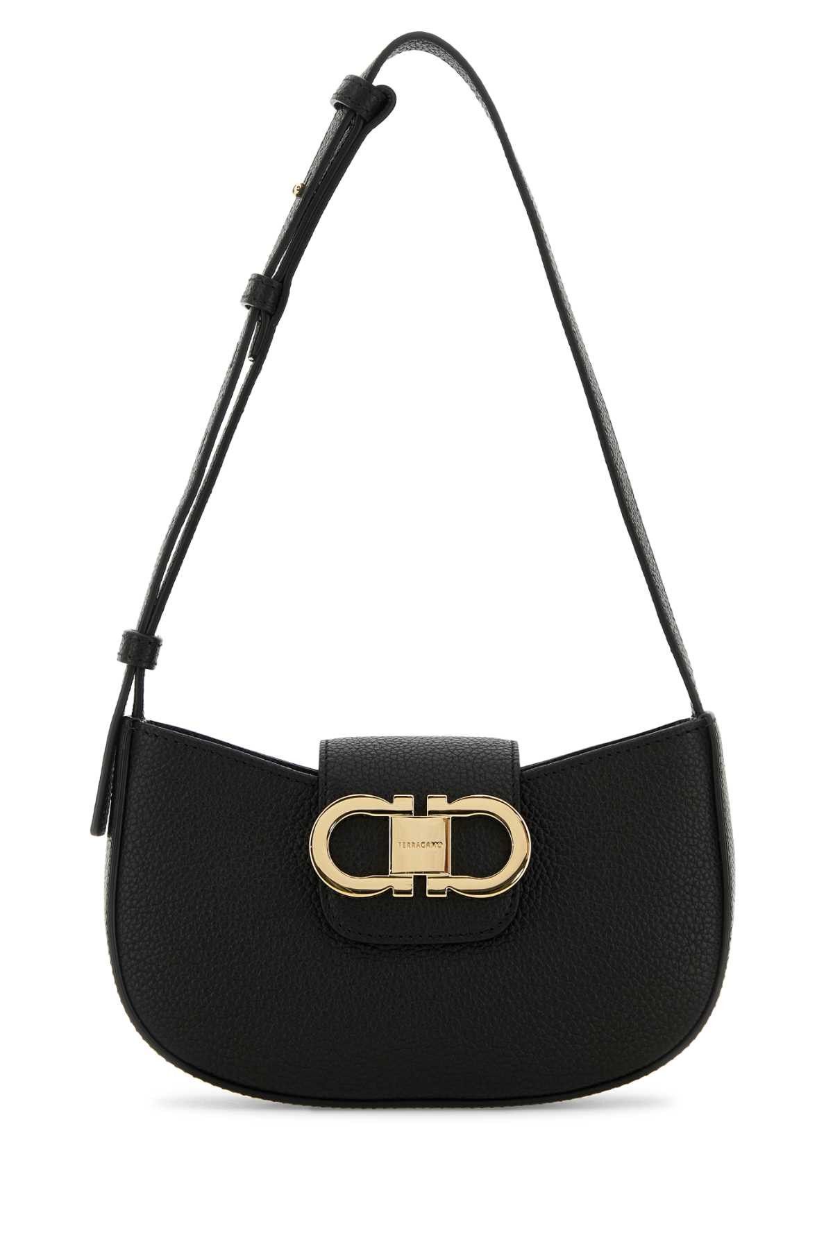 Salvatore Ferragamo Black Leather Shoulder Bag, Women's