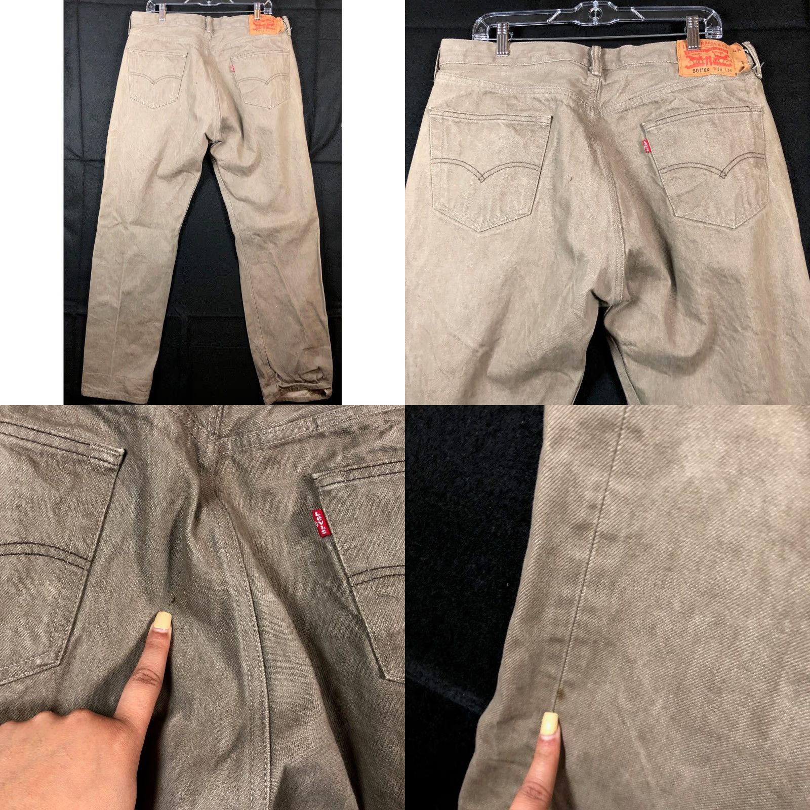 Levi's Levis 501 Jeans Green Straight Regular 38x34 100% Cotton Denim Vintage Mens Pants Size US 38 / EU 54 - 8 Thumbnail