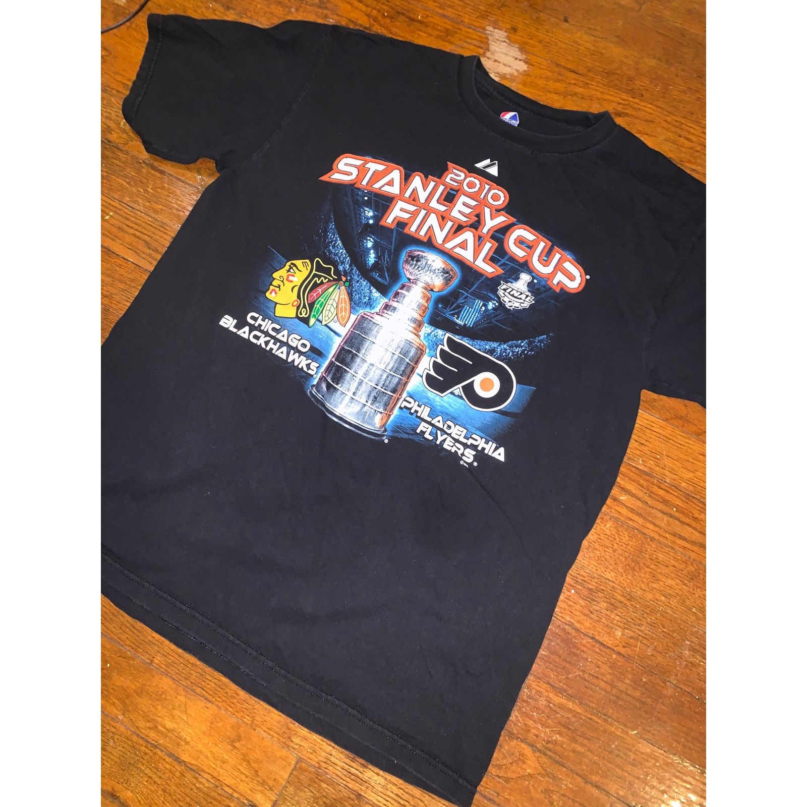 Majestic × NHL × Vintage Stanley Cup T Shirt Blackhawks Flyers Majestic NHL Hockey L Size US L / EU 52-54 / 3 - 4 Thumbnail