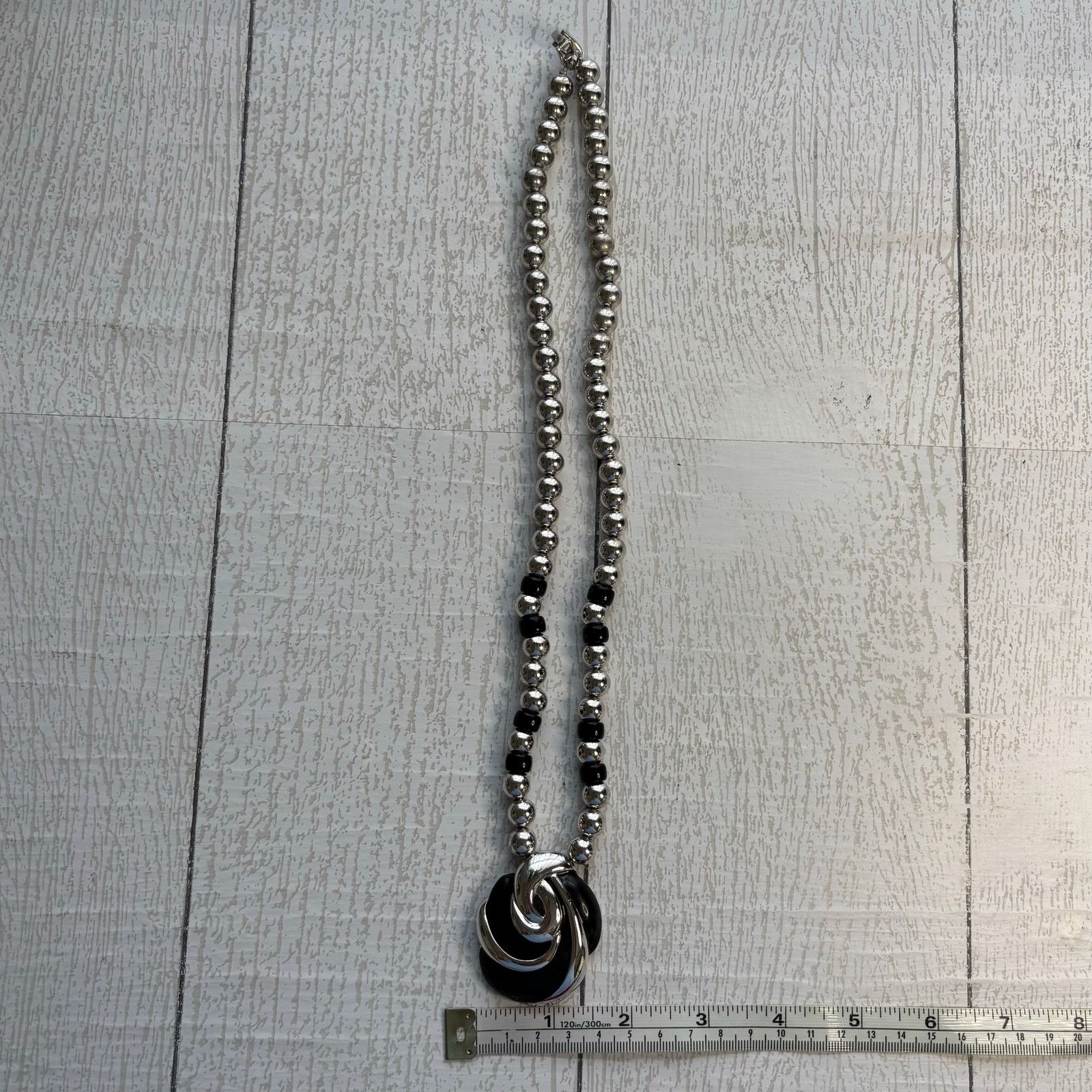 Other Vtg 1980s Napier Black & Silver Tone Swirled Disc Necklace Size ONE SIZE - 7 Thumbnail