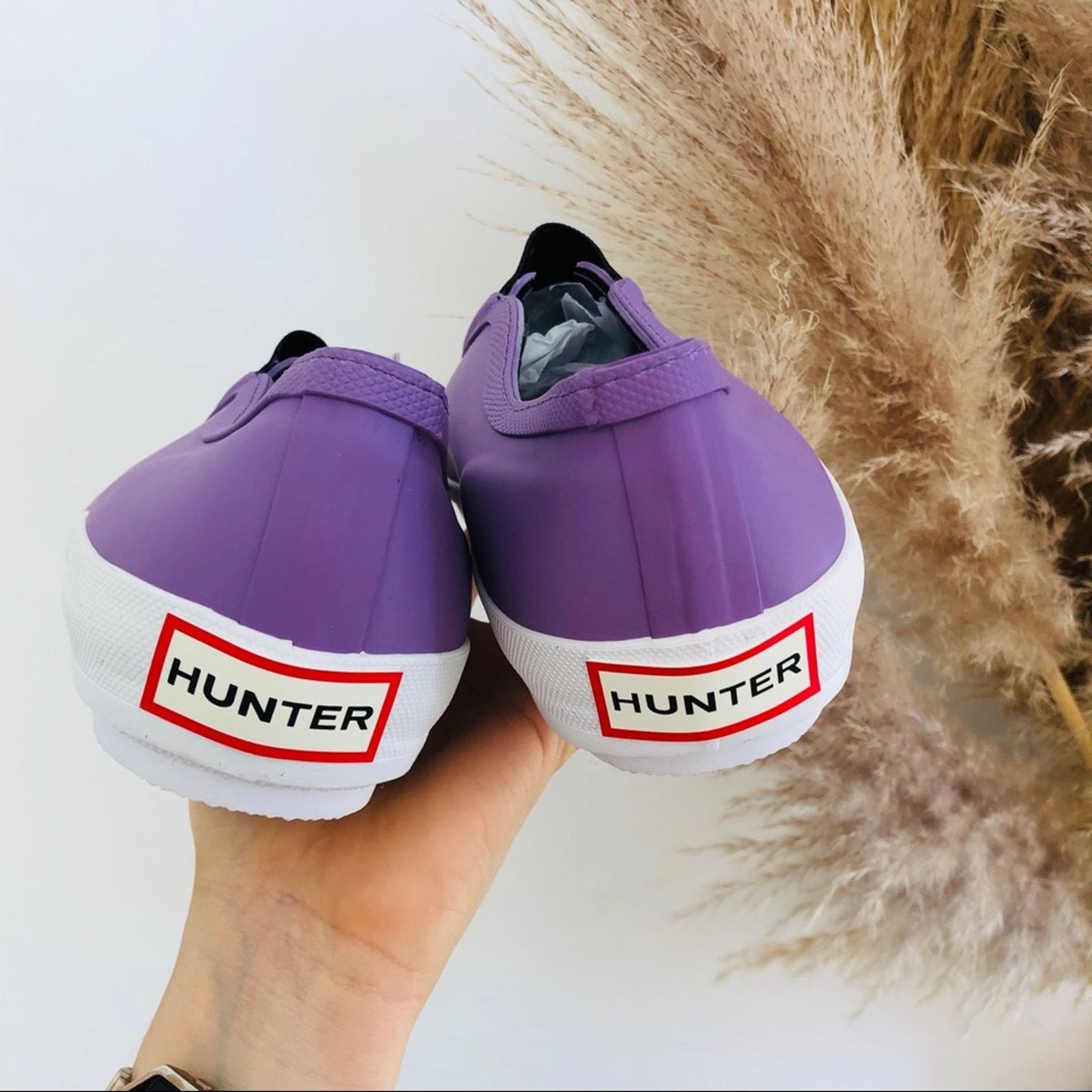 Hunter NEW HUNTER Purple White Slip On Rubber Sneaker Flats Shoes Size US 9 / IT 39 - 5 Thumbnail