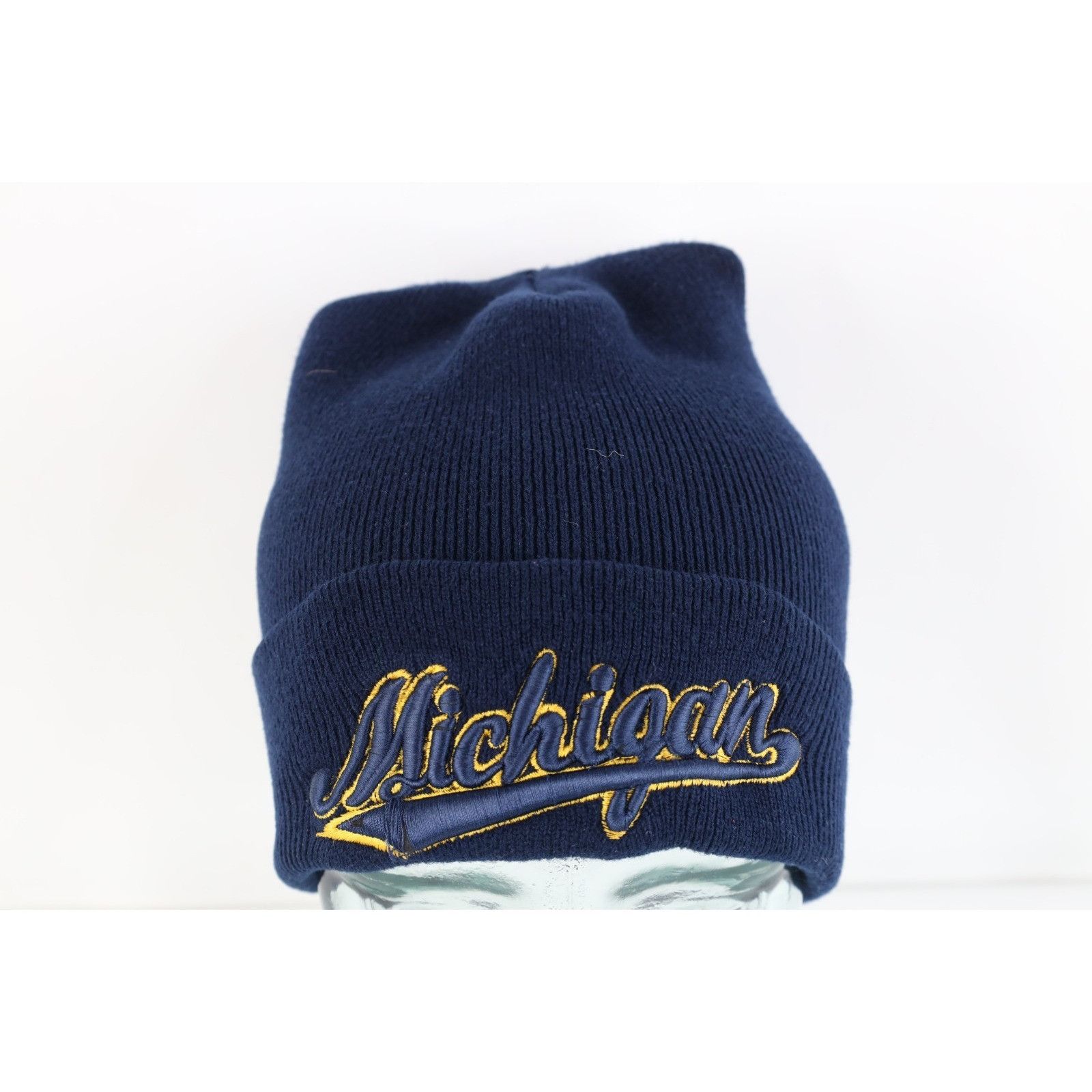 Vintage Vintage 90s Script University of Michigan Beanie Hat Size ONE SIZE - 1 Thumbnail