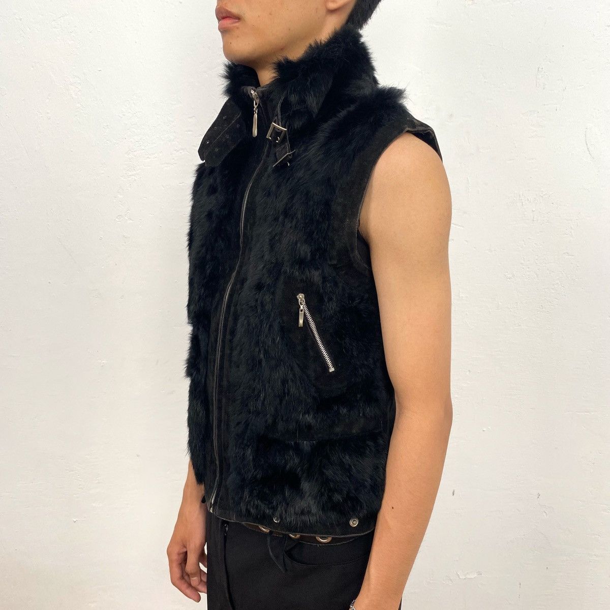 If Six Was Nine × Japanese Brand × Le Grande Bleu (L.G.B.) Black Fur Velvet Vest Size US M / EU 48-50 / 2 - 2 Thumbnail