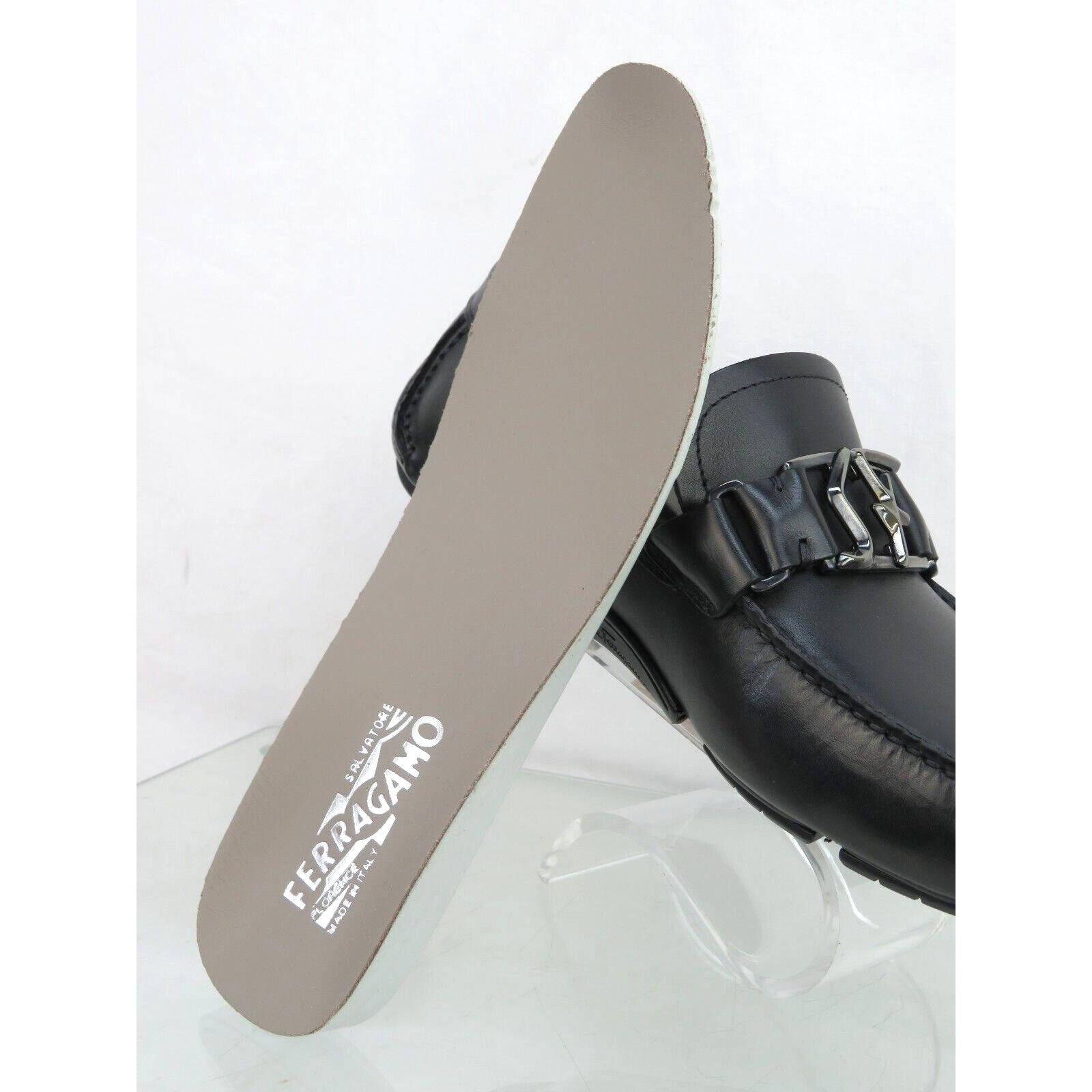 Salvatore Ferragamo FERRAGAMO PETER BLACK LEATHER LOGO DRIVING LOAFERS 8.5 EE Size US 9.5 / EU 42-43 - 10 Thumbnail