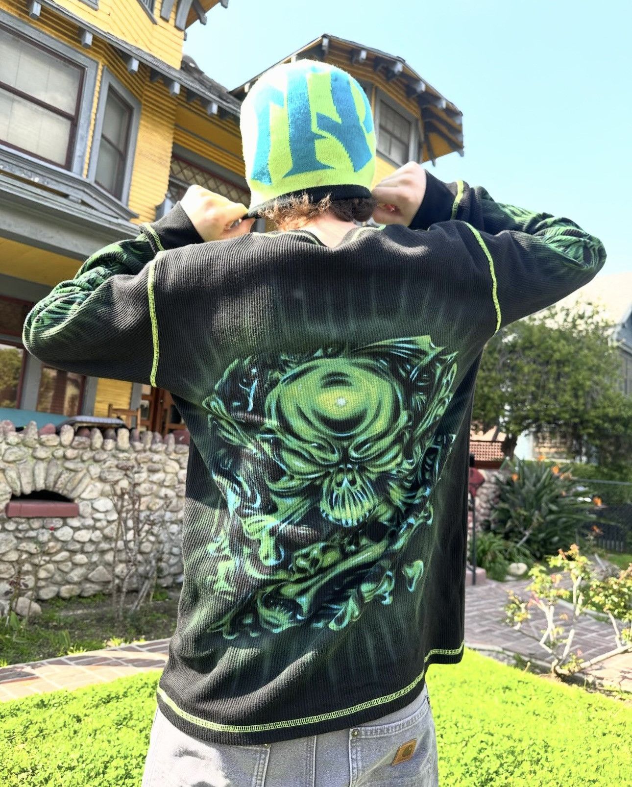 Vintage Brand New Airbrushed Nothing Personal x Hellstar Thermal XL Size US XL / EU 56 / 4 - 4 Thumbnail