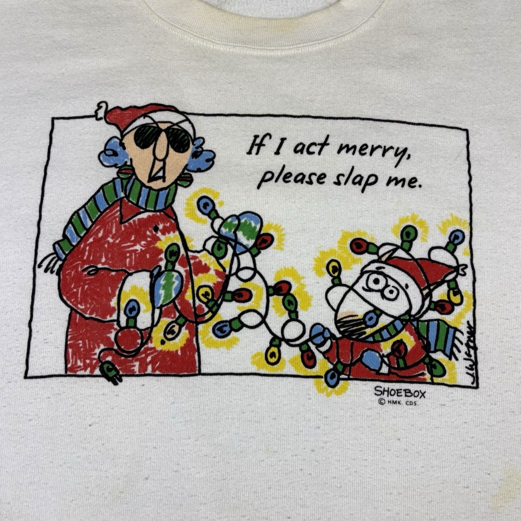 Vintage VINTAGE 90s Funny Christmas Quote Pullover Crewneck Sweatshirt Adult XL White Cotton Fleece Graphic Print Ghost 90s Men Mens Size US XL / EU 56 / 4 - 3 Thumbnail
