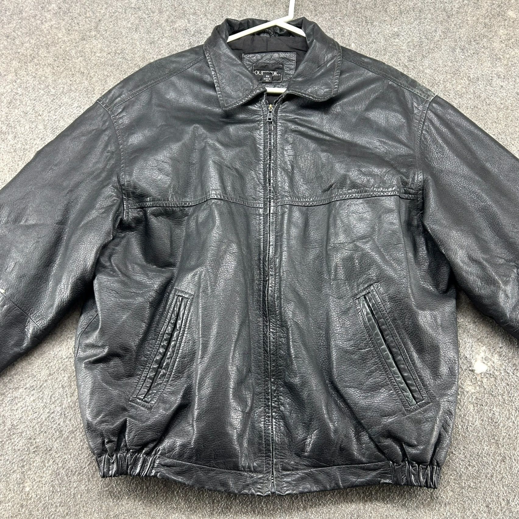 Vintage VINTAGE OutBrook Jacket Mens XL Black Bomber Leather Real Patina 90s Streetwear Zip Size US XL / EU 56 / 4 - 3 Thumbnail