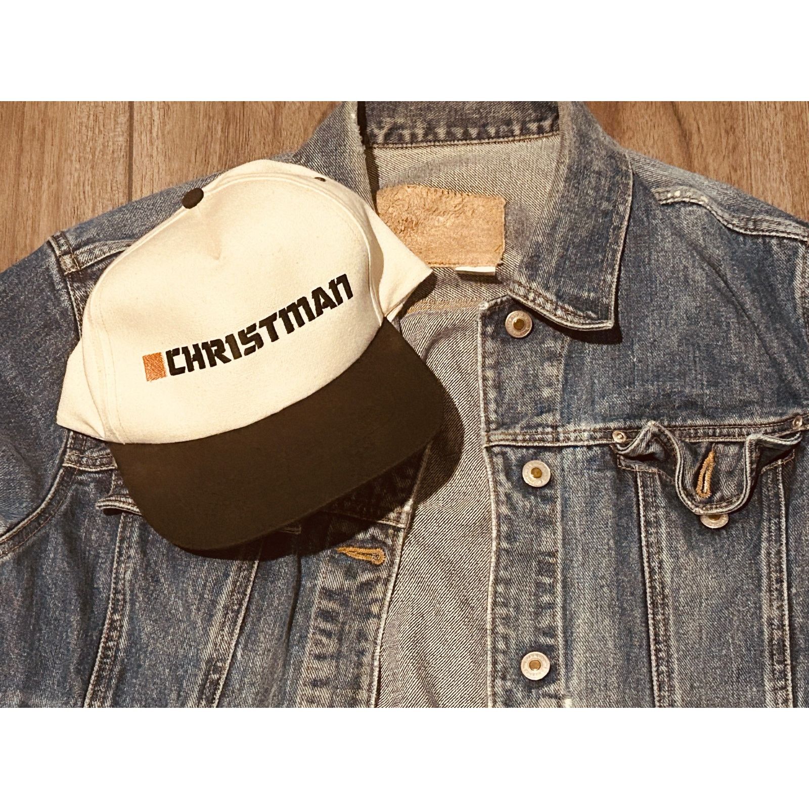 Other Vintage CHRISTMAN Snapback Hat Beige Black Workwear Size ONE SIZE - 3 Thumbnail