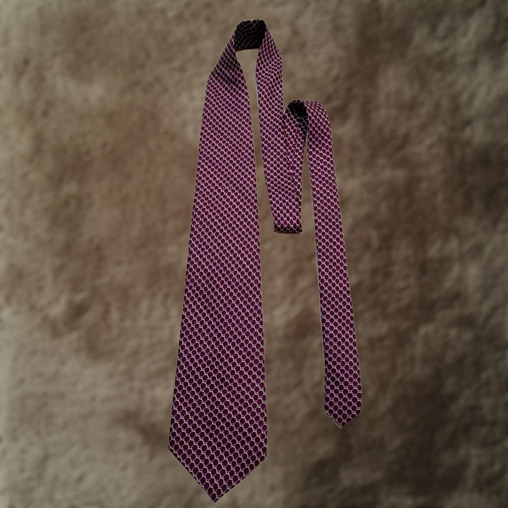 Ralph Lauren VINTAGE? No; (But original not vintage) Lauren Ralph Lauren Silk Necktie Mens One Size Purple Green Geometric USA Made Size ONE SIZE - 1 Thumbnail