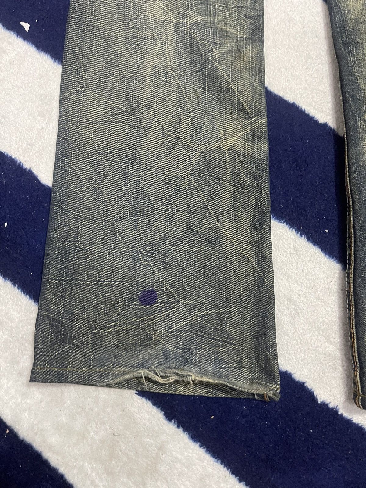 Japanese Brand Pin Ball Distressed Flare Jeans (14) Size US 35 - 7 Thumbnail