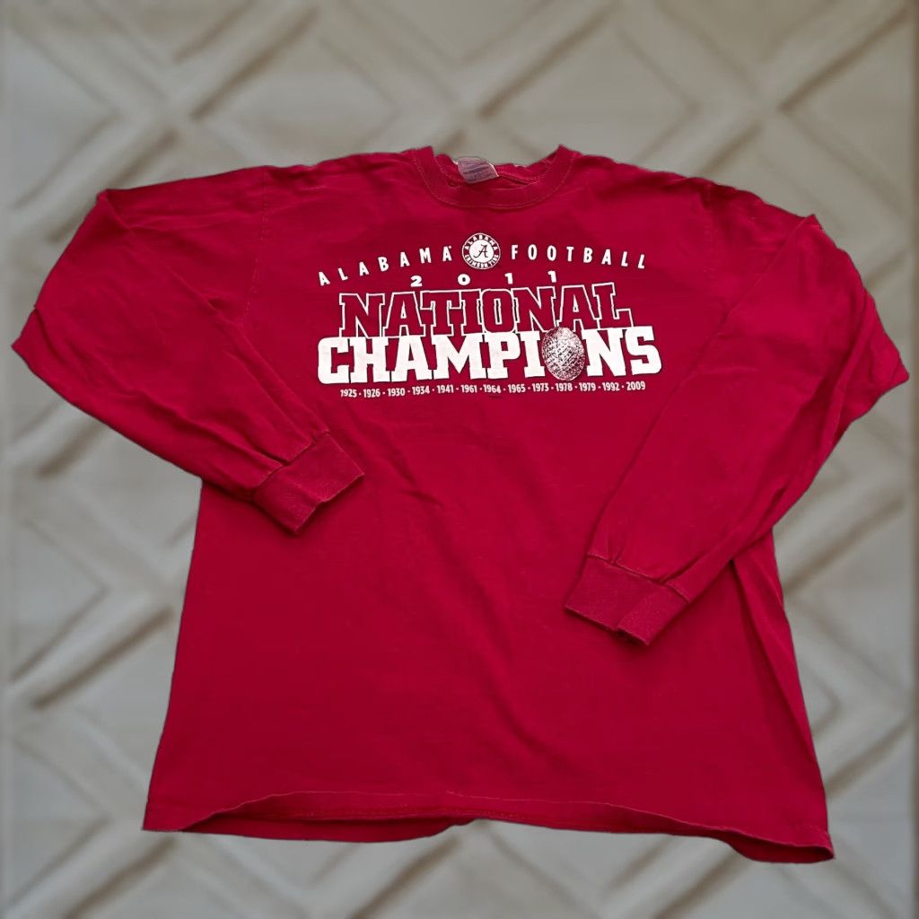 Gildan Gildan Ultra Cotton Long Sleeve T-Shirt Mens Medium Red Alabama Crimson Tide Tee Size US M / EU 48-50 / 2 - 1 Thumbnail