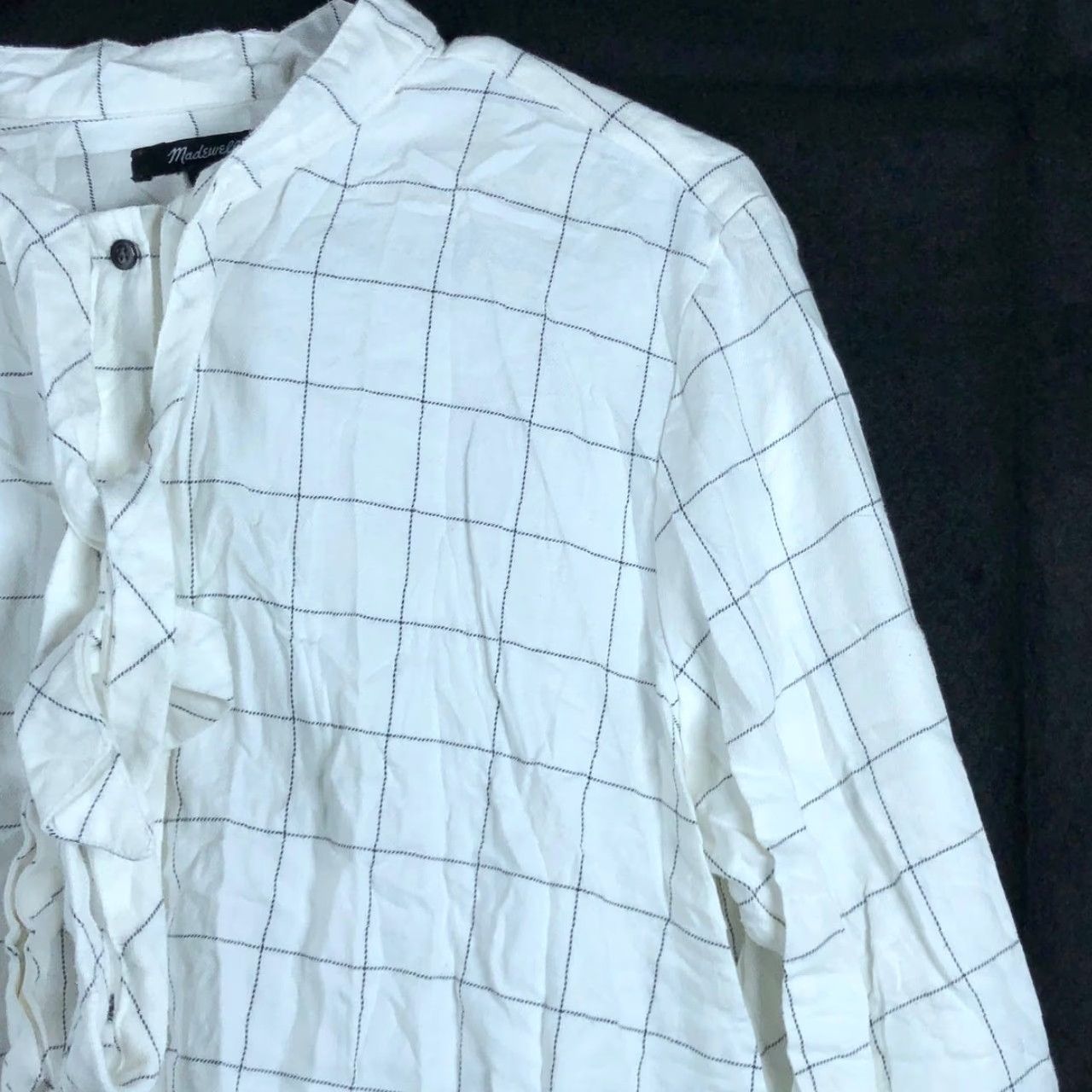 Madewell Madewell Blouse White Windowpane Plaid Front Tie 100% Cotton Large Size L / US 10 / IT 46 - 5 Thumbnail
