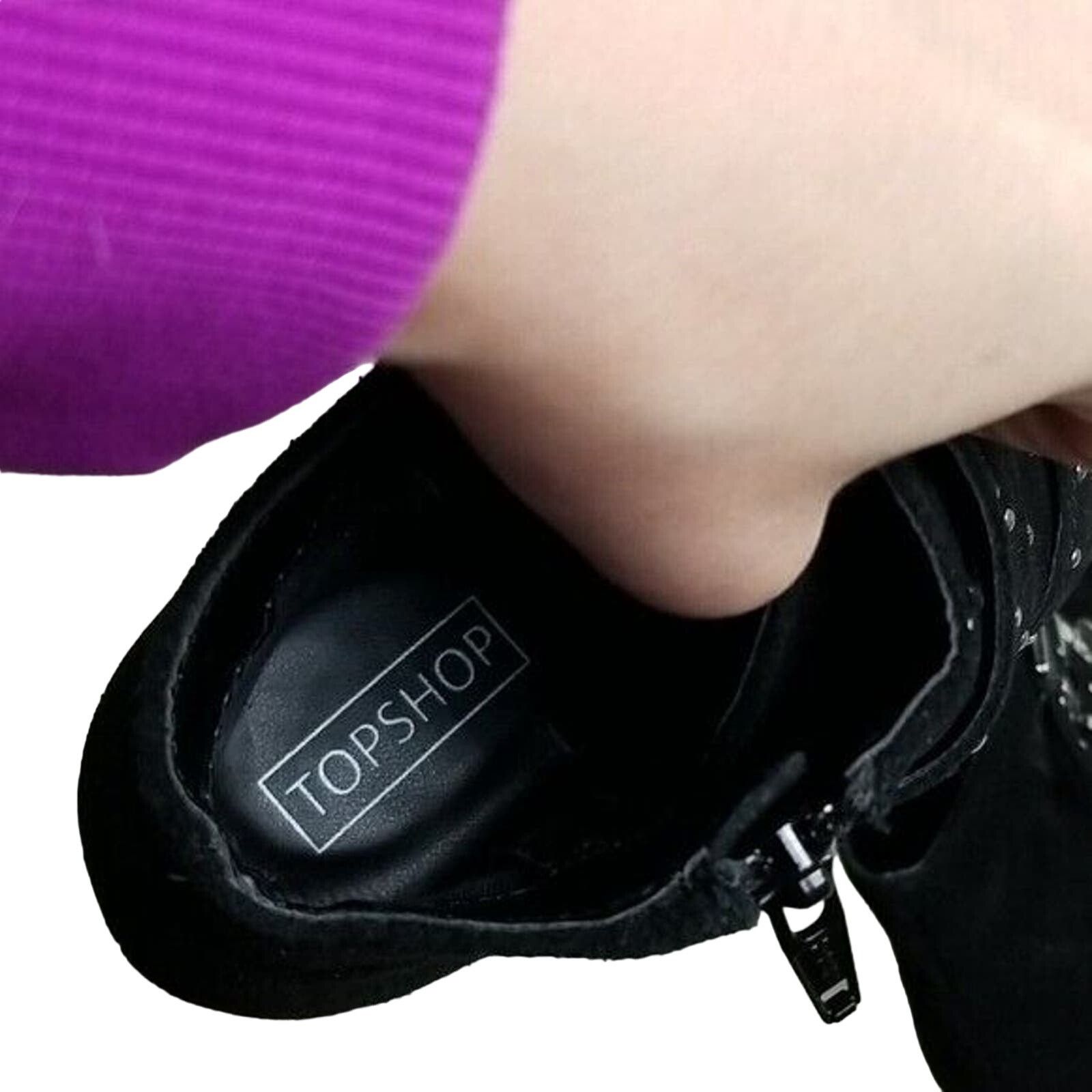 Topshop Topshop Ankle Boots Womens 40 (US 9-9.5) Black Suede Leather Size US 9 / EU 42 - 7 Thumbnail