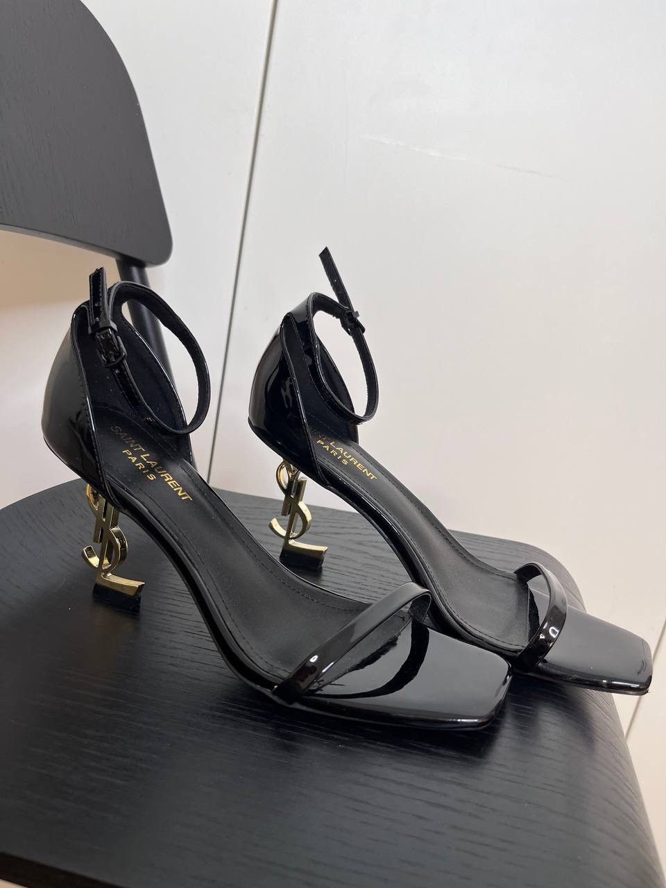 Saint Laurent Paris x YVES Saint Laurent Opyum Heel Shoes Sandals in Black, Women's (Size 10)
