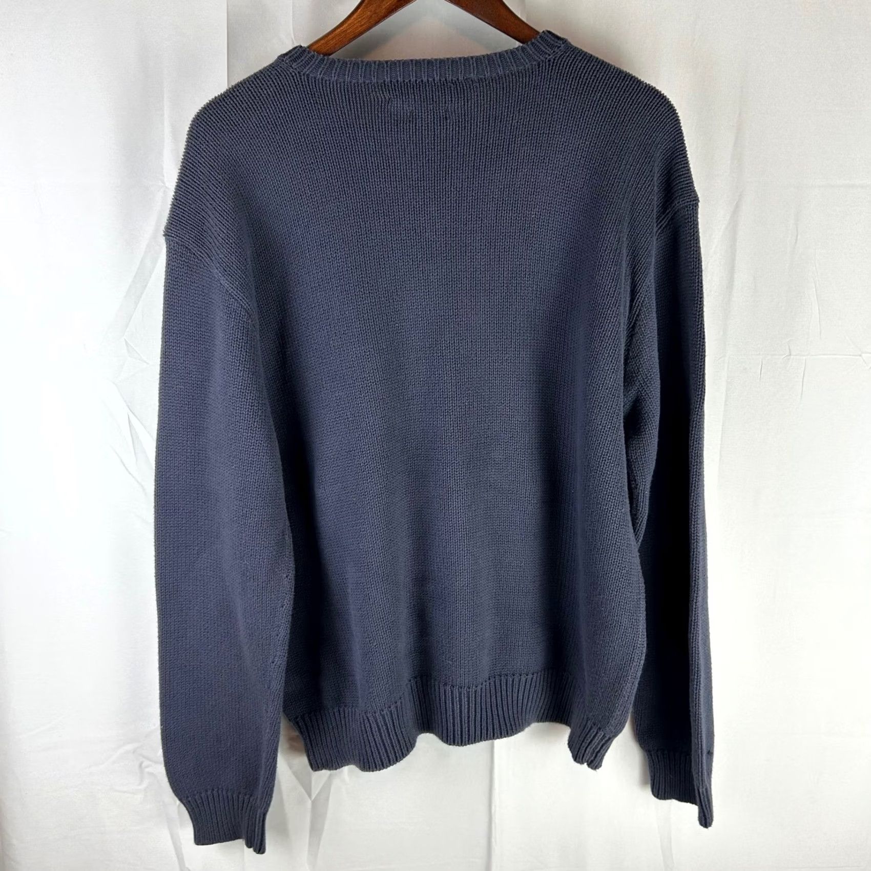Polo Ralph Lauren Polo Ralph Lauren Mens Sweater V-Neck Knit Long Sleeve 100% Cotton Navy Blue Large Size US L / EU 52-54 / 3 - 7 Thumbnail
