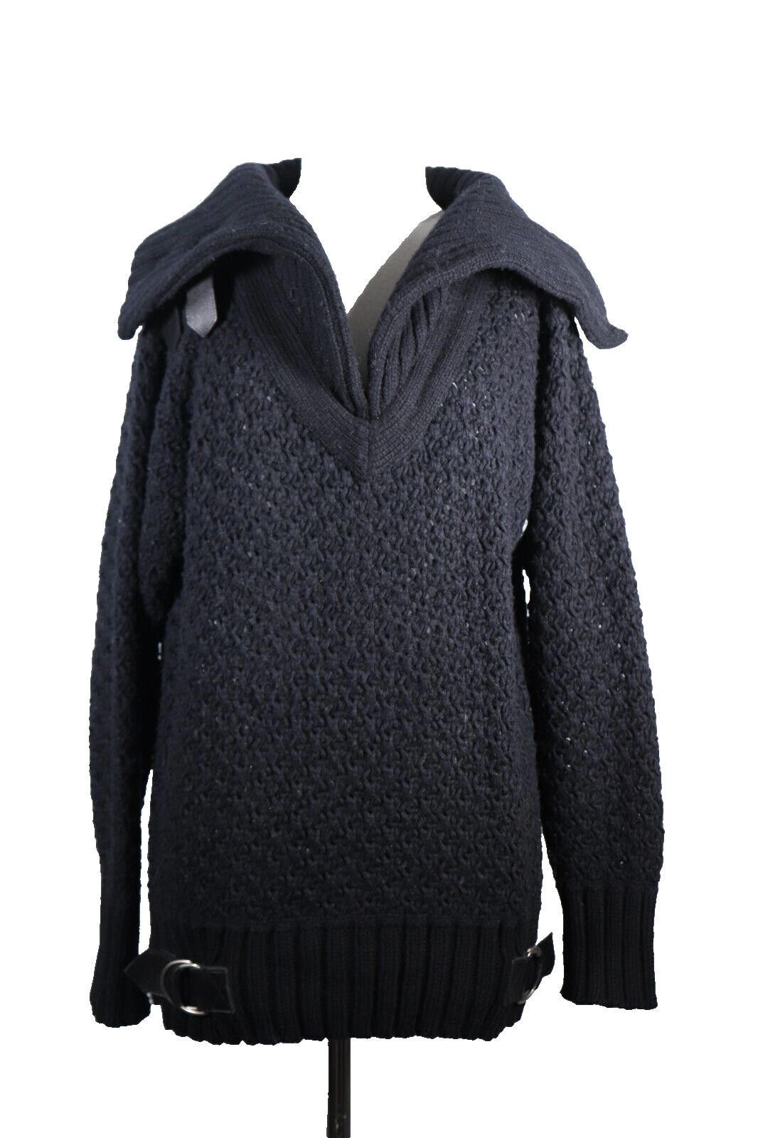 Chloe Chloé Women Small Black Chunky Knit Buckle Wool Knit Sweater Size S / US 4 / IT 40 - 1 Thumbnail