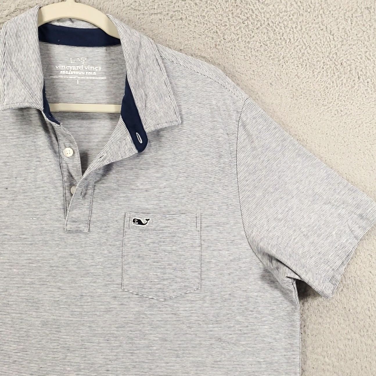 Vineyard Vines Vineyard Vines Polo Shirt Mens L Blue White Striped Knit Cotton Blend Polyester Spandex Casual Golf Stretch Classic Preppy Size US L / EU 52-54 / 3 - 2 Thumbnail