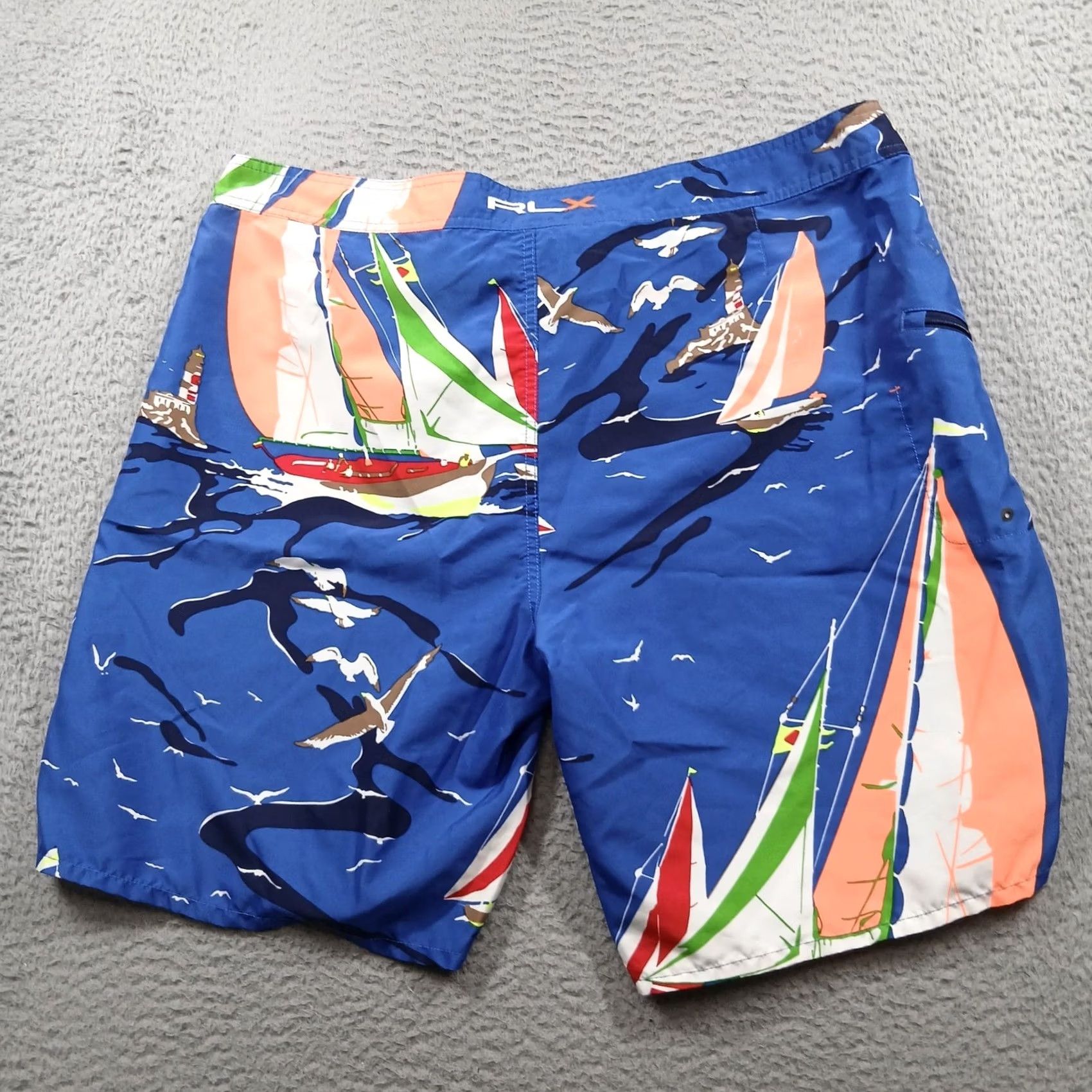 RLX Ralph Lauren VINTAGE RLX Ralph Lauren Nautical Sailboat Print Board Shorts Mens 40 Blue Poly EUC Size US 40 / EU 56 - 3 Thumbnail