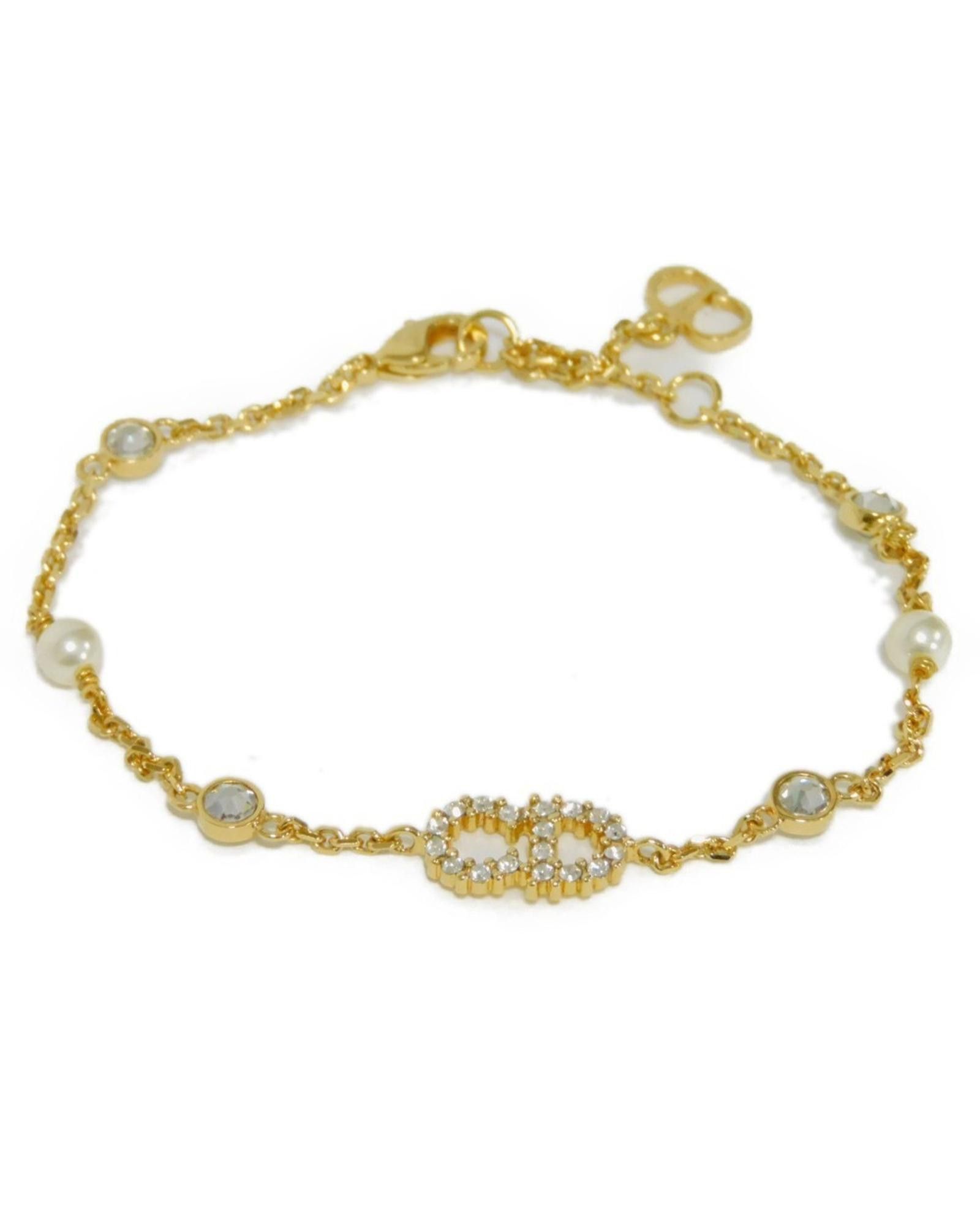 image of Dior Gold Metal Charm Bracelet With Intricate Details, Women's