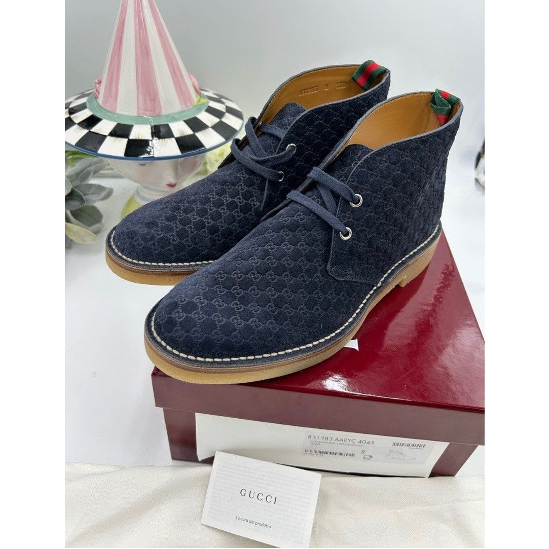 Gucci Men's Gucci MOREAU GG suede ankle boots size 8 fits 8.5 US Size US 8.5 / EU 41-42 - 10 Thumbnail