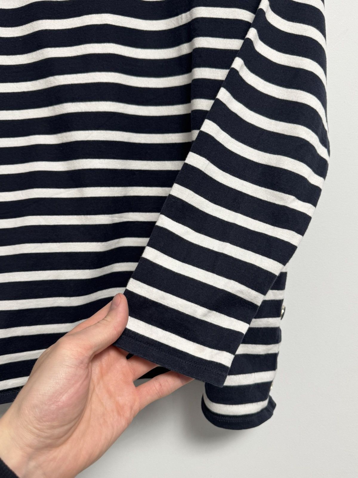 Sezane Sezane Women Long Sleeve Navy Blue Striped Organic T-shirt Size XL / US 12-14 / IT 48-50 - 12 Thumbnail