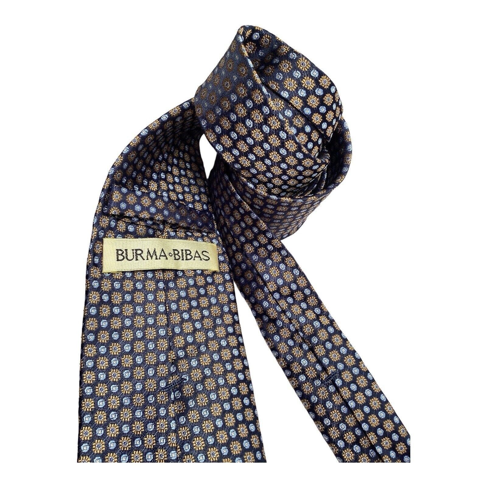 Burma Bibas BURMA BIBAS 7Fold Blue Floral Luxury Designer Silk Tie W: 3" Size ONE SIZE - 3 Thumbnail
