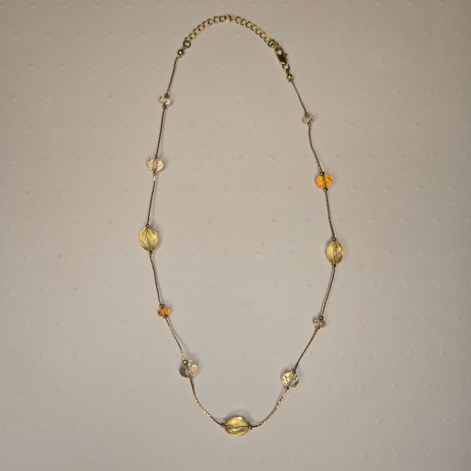 Vintage Vintage Amber Yellow Station Necklace Long Chain Boho Style Size ONE SIZE - 10 Thumbnail