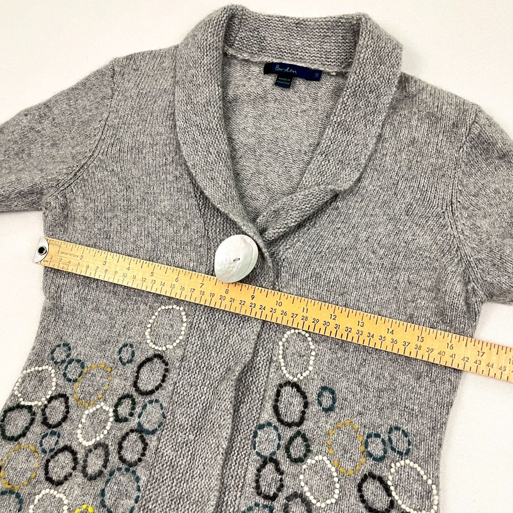 Boden VINTAGE Boden Cardigan Sweater Womens 12 Gray Wool Angora Cashmere Applique Jacket Size XL / US 12-14 / IT 48-50 - 5 Thumbnail