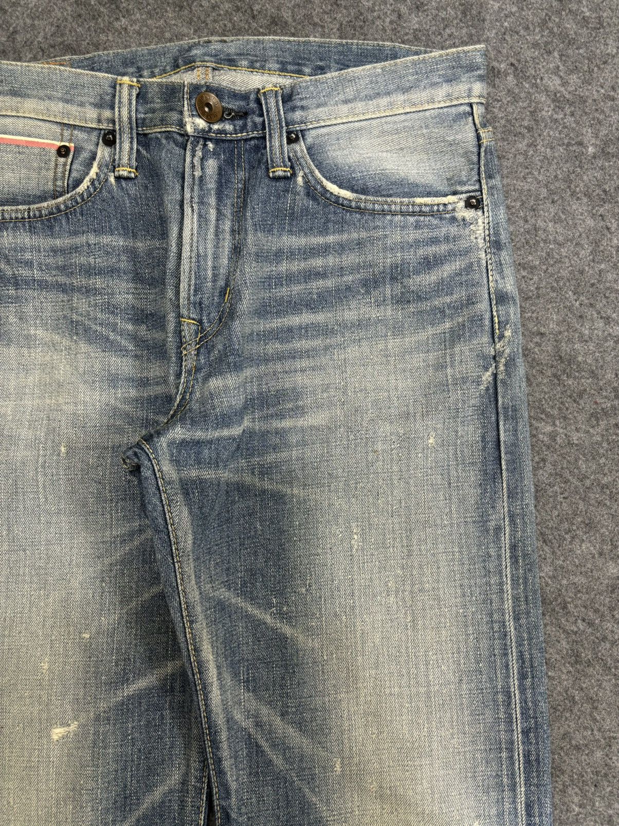 Edwin 💥Insane 90s Style💥Edwin 504ZX Slevedge Distressed Denim F538 Size US 31 - 3 Thumbnail